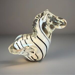 ART GLASS MURANO~Striped ZEBRA FIGURE~ GREAT Condt. 4" Tall